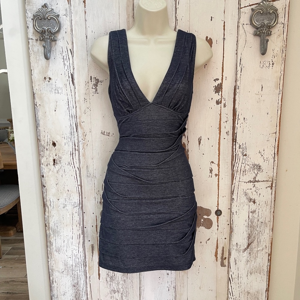 Grass Collection Size Juniors 5 Nay Blue Denim Like Layered Sexy Party Dress
